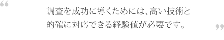 高い技術と経験値